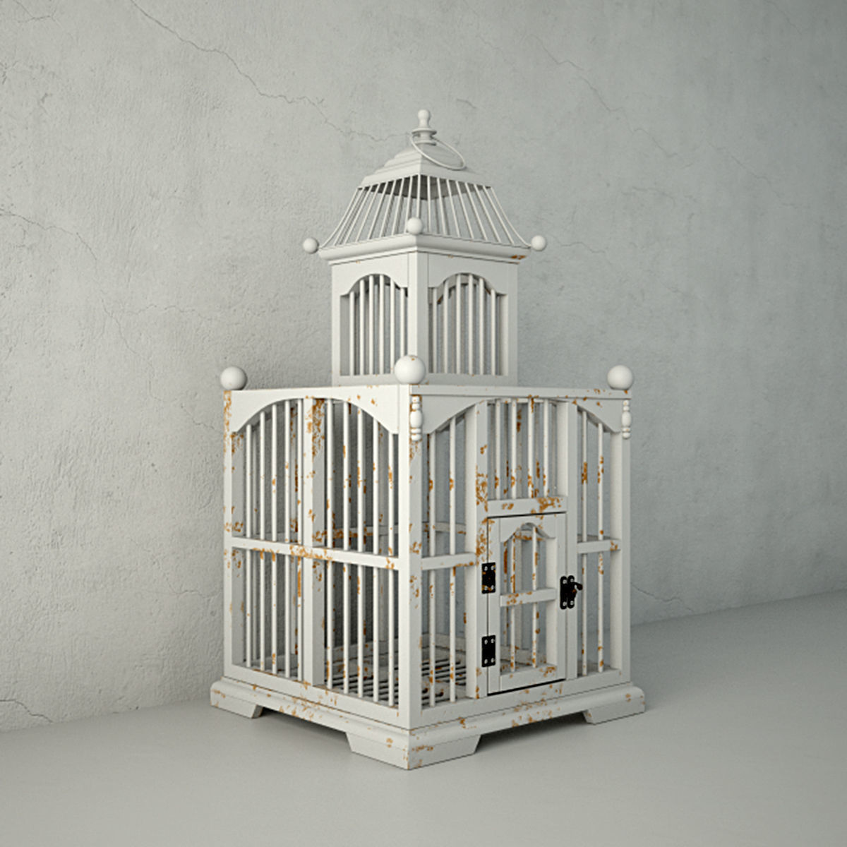 White Decorative Cage by ZARA HOME 3D model_3
