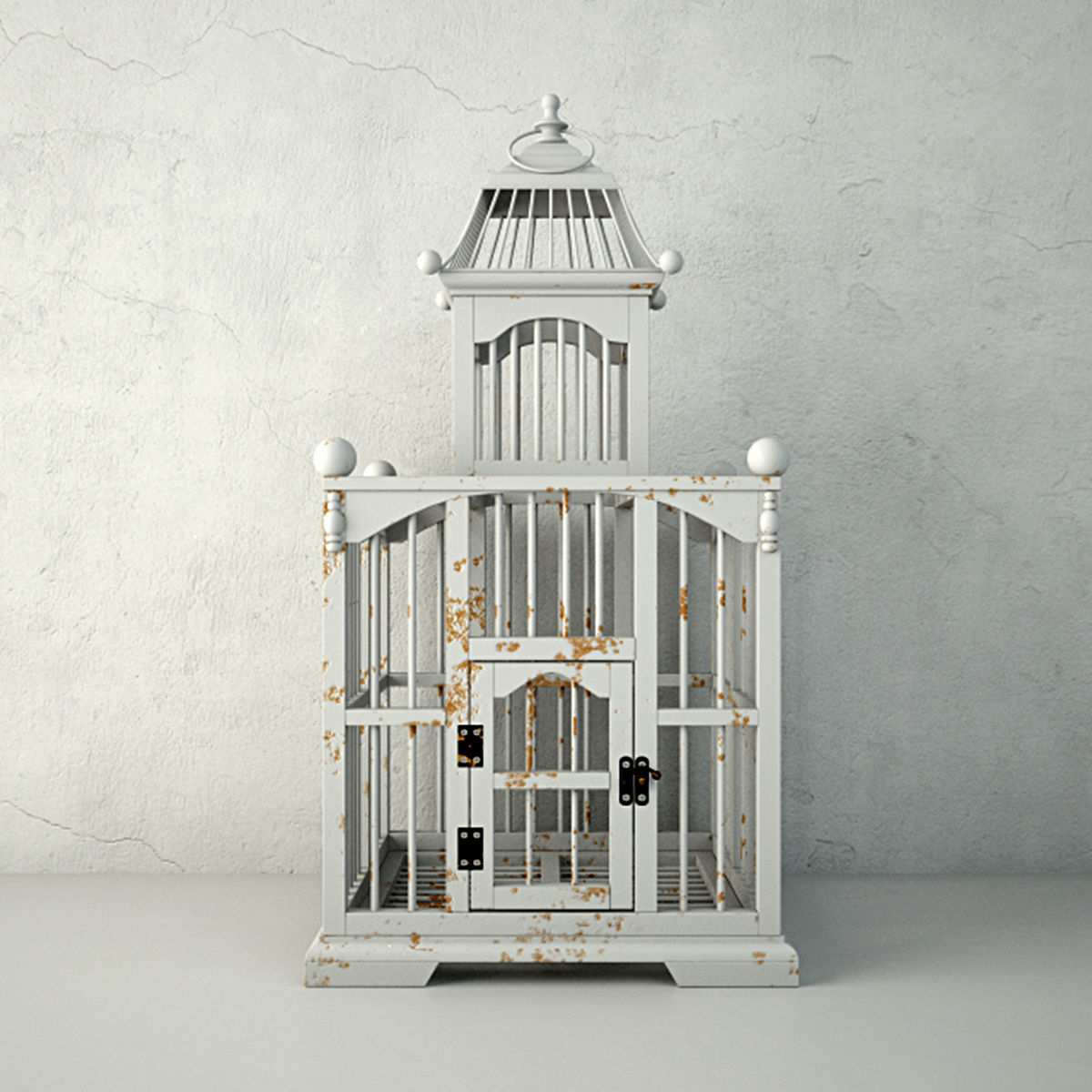 White Decorative Cage by ZARA HOME 3D model_1