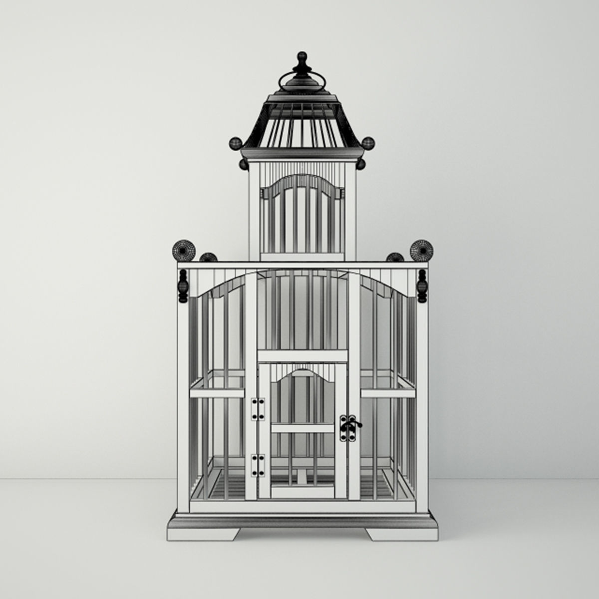 White Decorative Cage by ZARA HOME 3D model_2