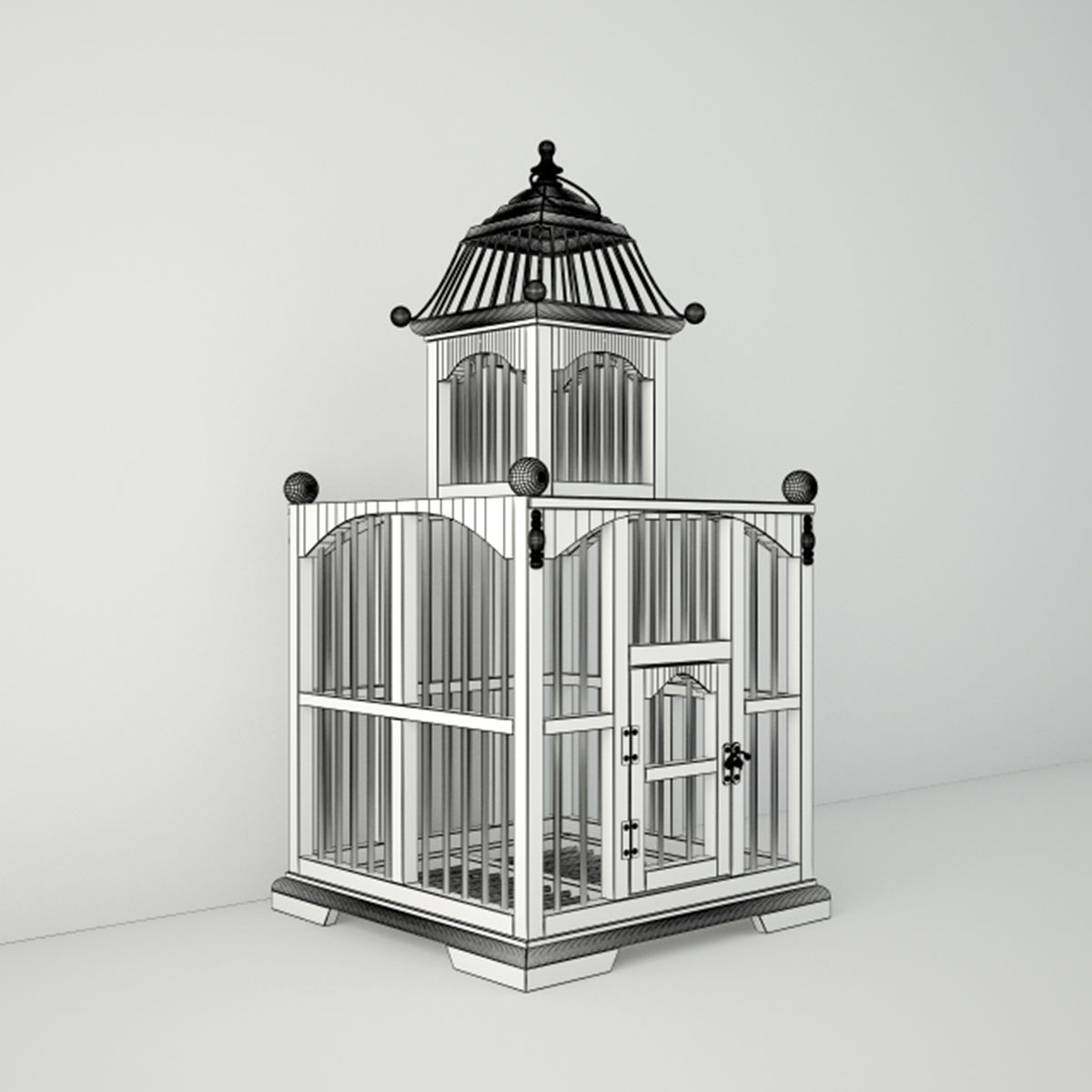 White Decorative Cage by ZARA HOME 3D model_4