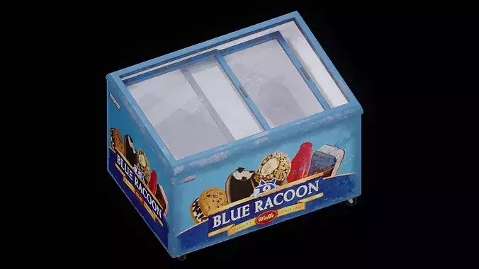 Worn Ice Cream Chest Freezer Low-poly 3D model 6