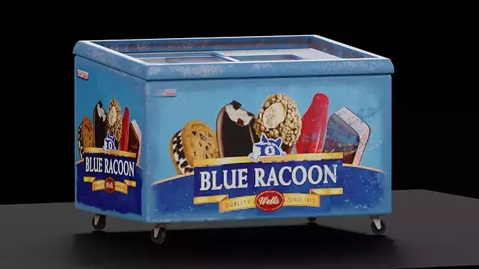 Worn Ice Cream Chest Freezer Low-poly 3D model