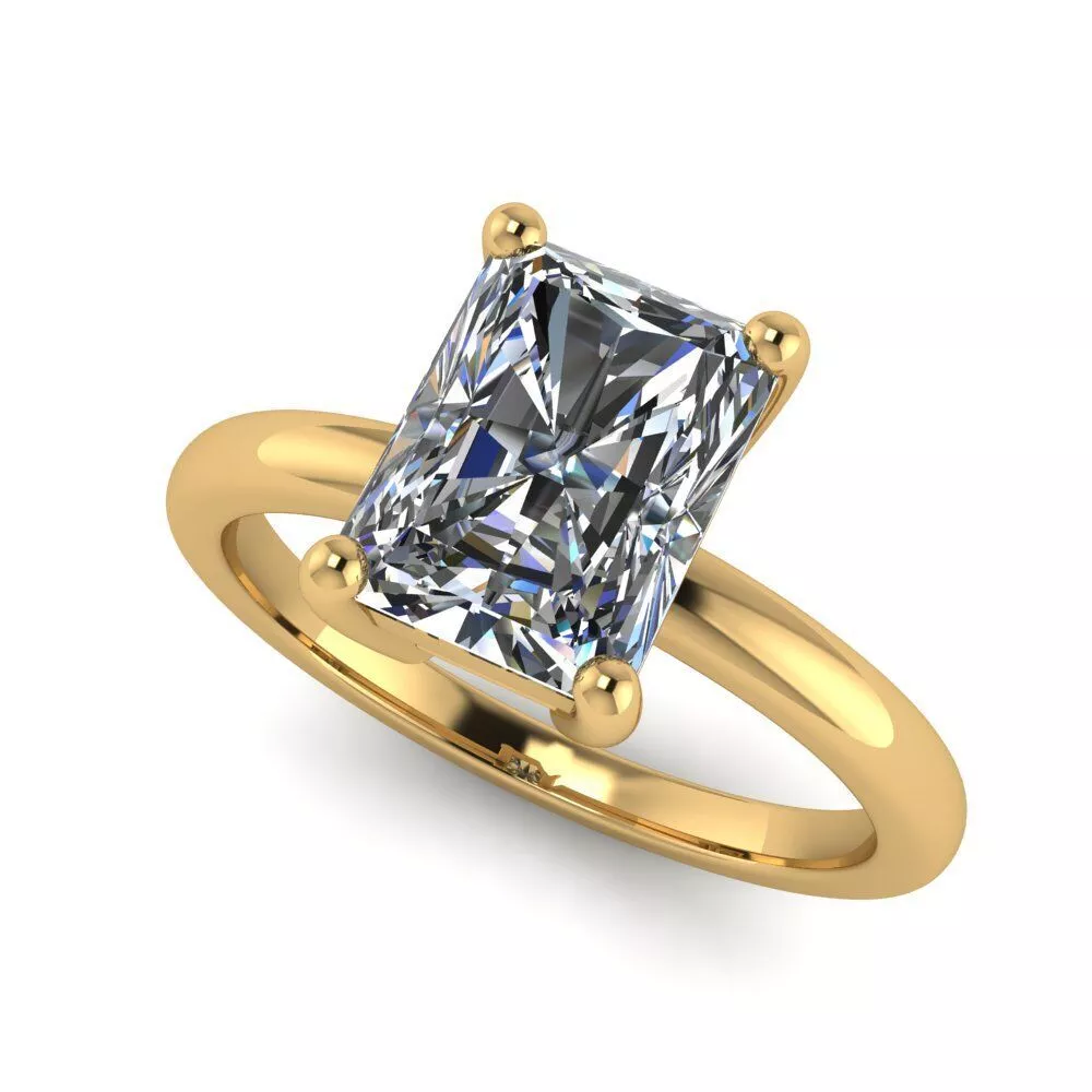 Elegant Solitaire Radiant Cut Diamond Ring 3D Model 3D print model
