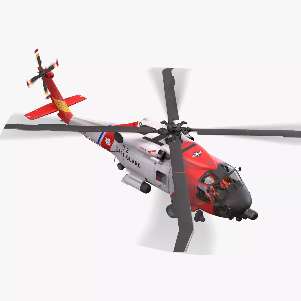 Helicopter MH-60J Jay Hawk Complex Animation --106-- Low-poly 3D model