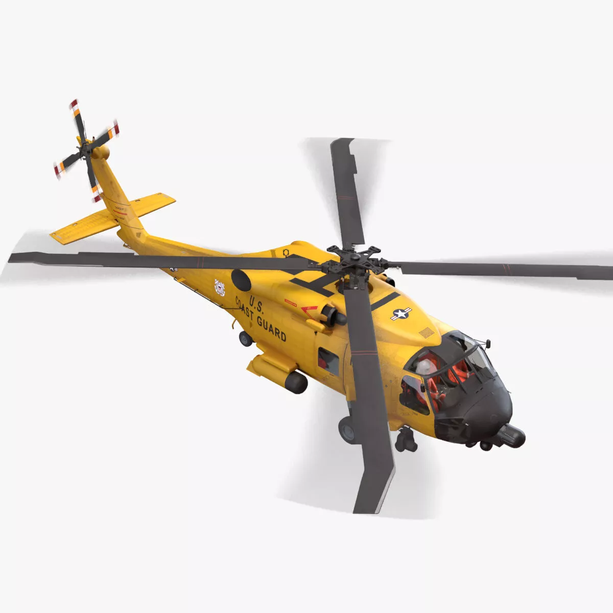 Helicopter MH-60T Jay Hawk Complex Animation --107-- Low-poly 3D model
