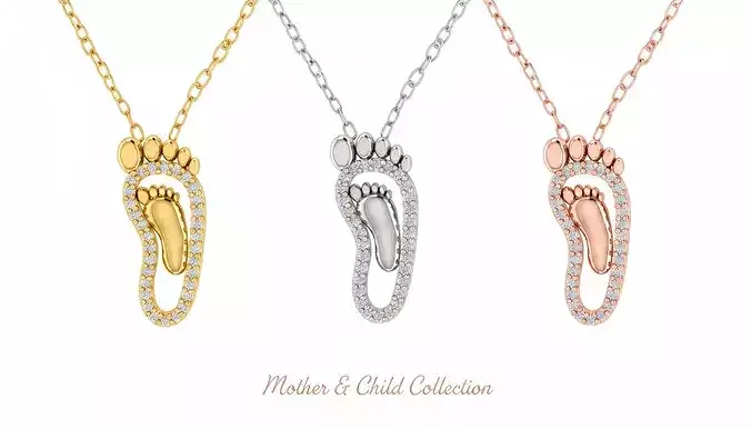 Mother and Child Footprint Pendant -Jewelry Design