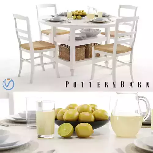 Pottery Barn Shayne and Isabella white 3D model