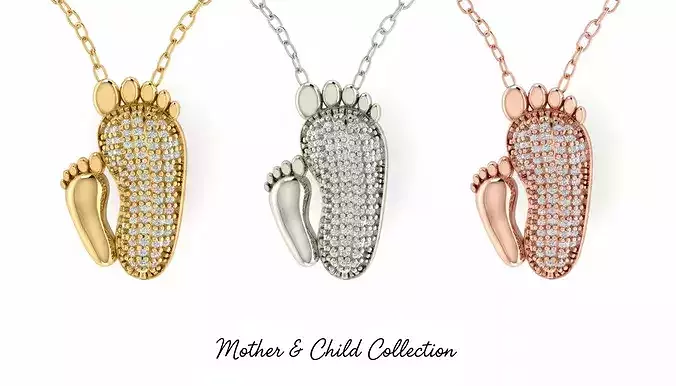 Mother and Child Stylized Silhouette Pendant -  - Jewelry Design