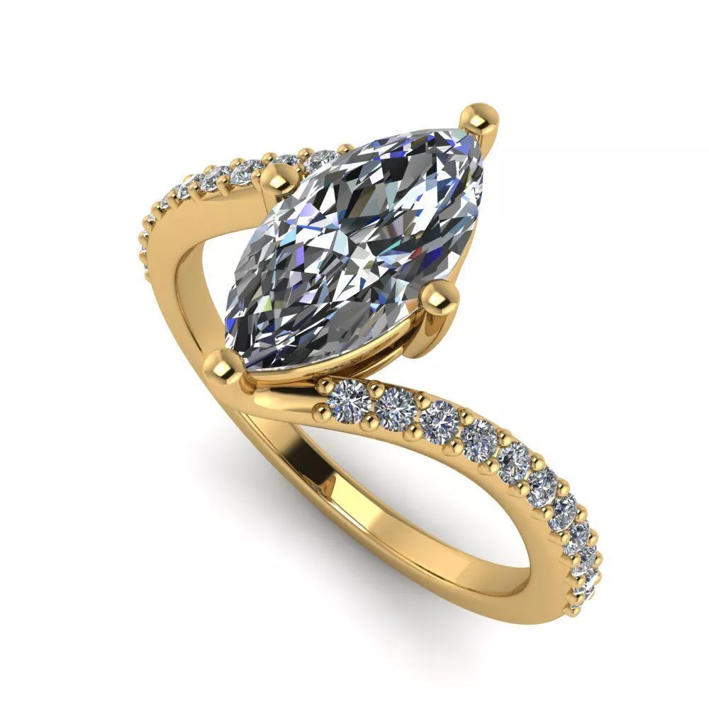 Professional 3D Jewelry Model Elegant Marquise Diamond Ring 3D print model