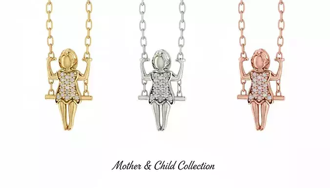 Mother and Child Minimalist Hug Pendant - 3D Print Ready
