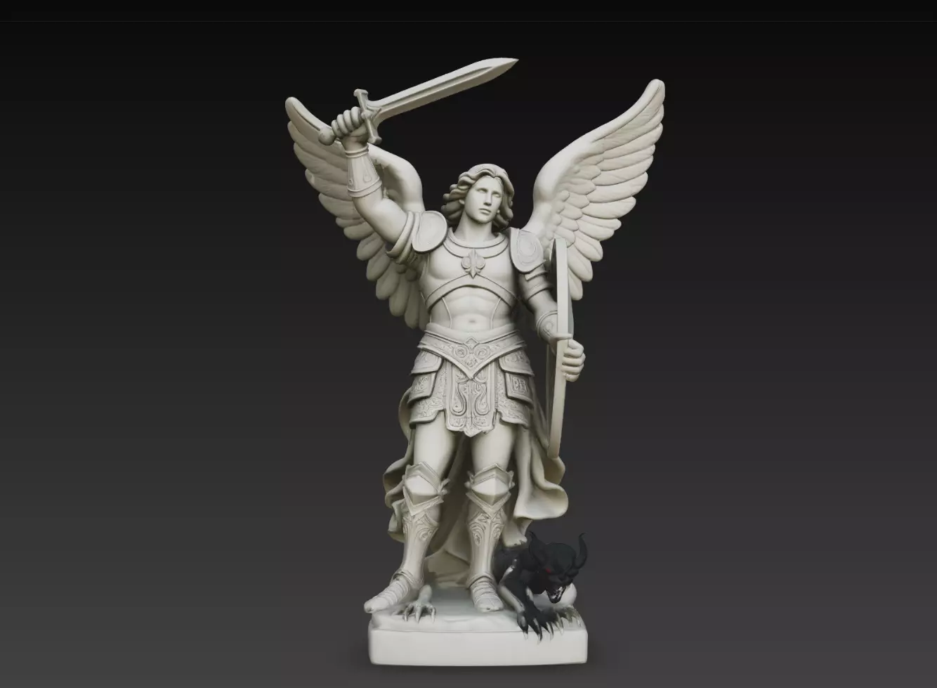 Archangel Michael Warrior Statue STL Religious Sculpture 3D print model