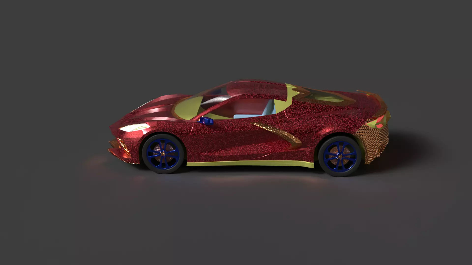 Red Autonomous Car Low-poly 3D model