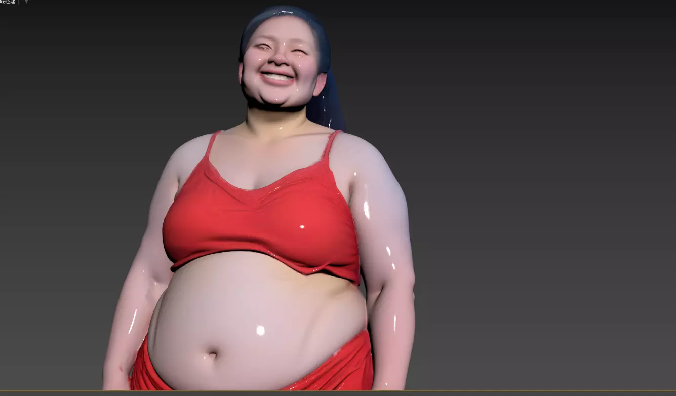 A68- Chinese Style Scene - Happy Fat Girl 3D model