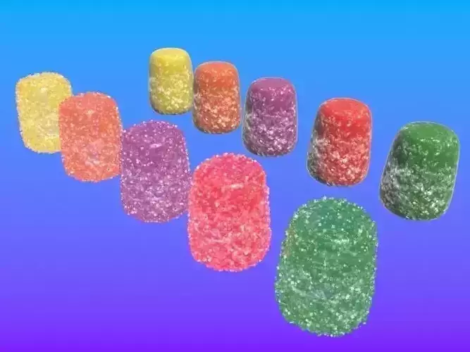 Gumdrops colorful gummy bears Low-poly 3D model