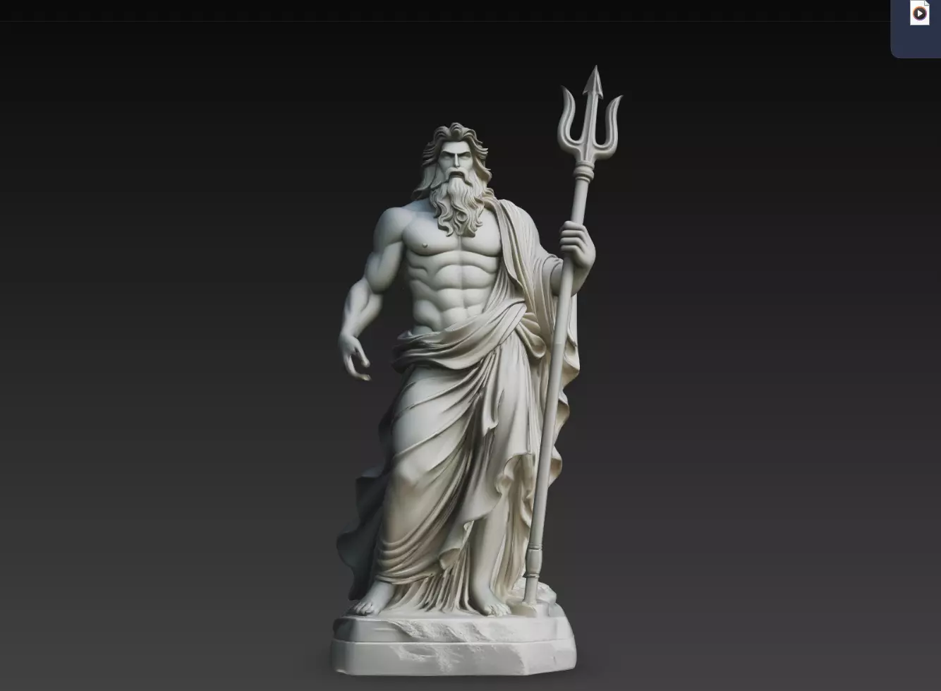 Poseidon Sea God Statue Greek Mythology Sculpture STL 3D print model
