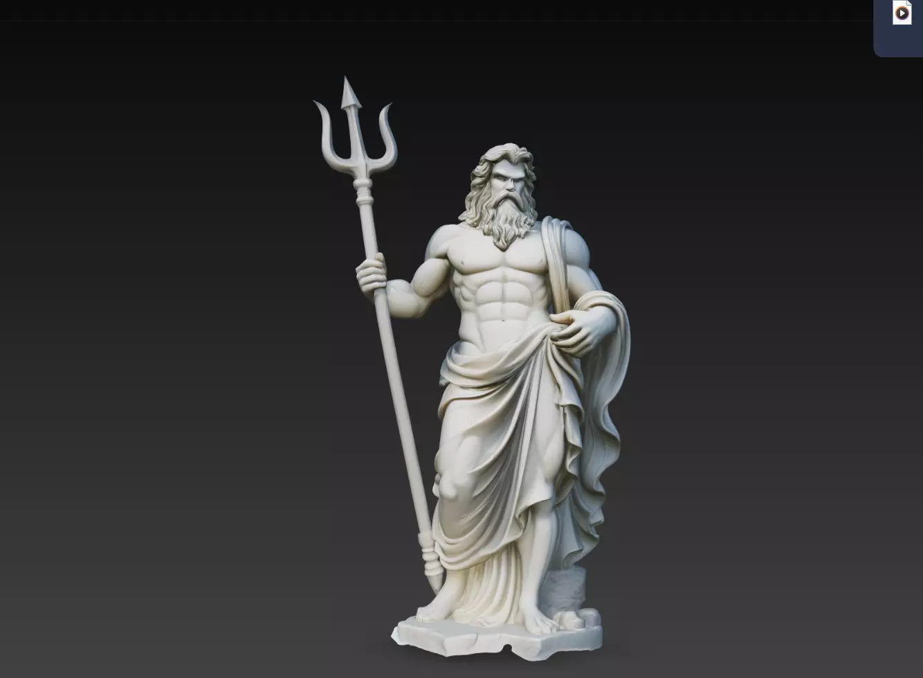 Poseidon Ocean Lord Statue Greek Mythology Sculpture STL 3D print model