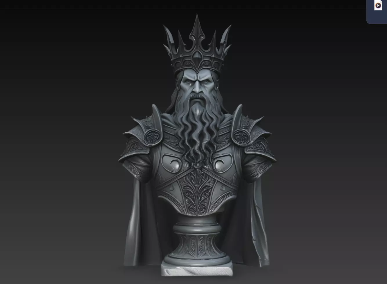 Dark Poseidon King Bust Fantasy Sea God Sculpture STL 3D print model