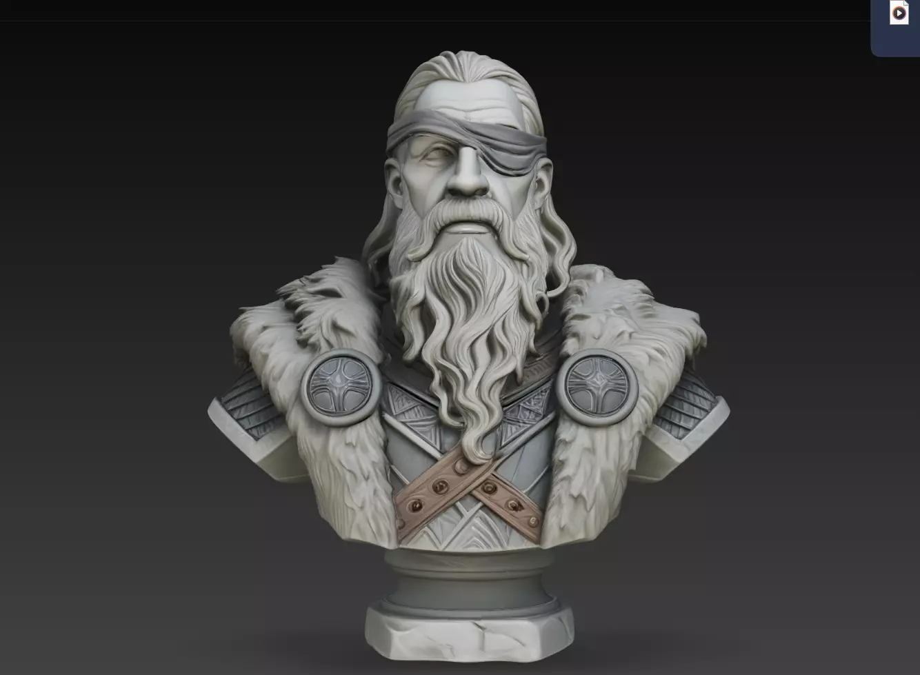 Elder Viking Warrior Bust Norse Chieftain Sculpture STL 3D print model