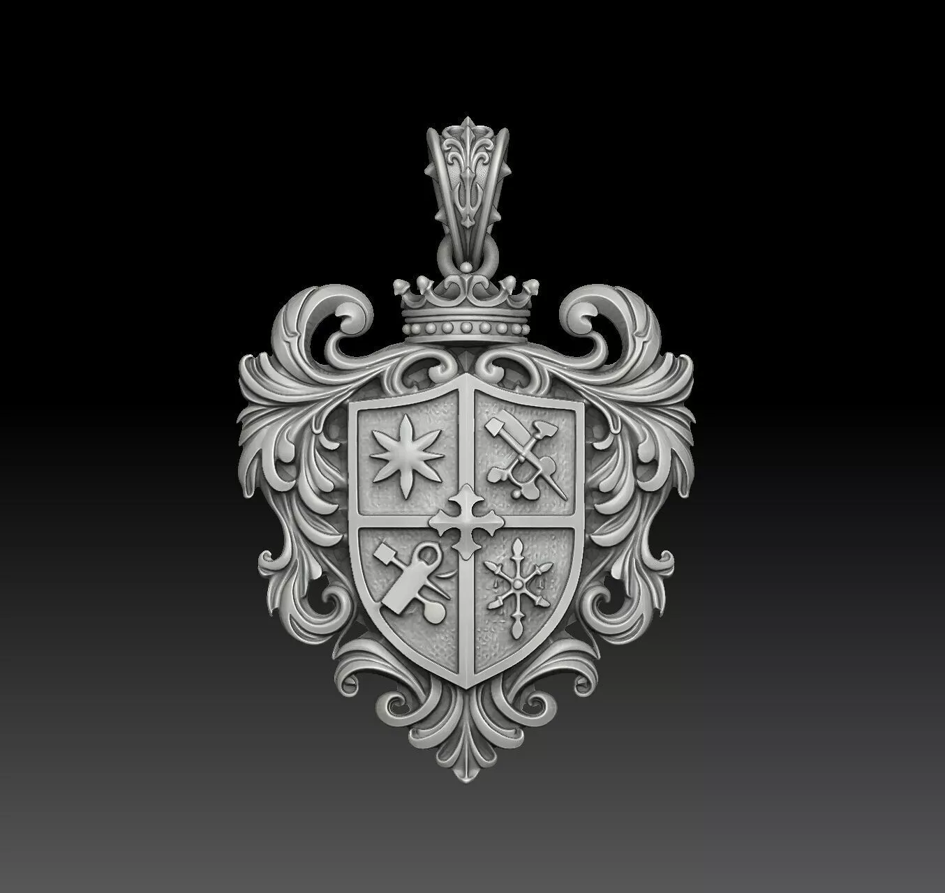 Royal Crest Sigil - one inch pendant 3D print model