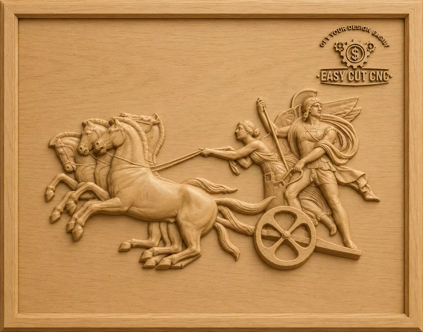 Ancient Chariot Warrior 3D Relief STL Model 3D model