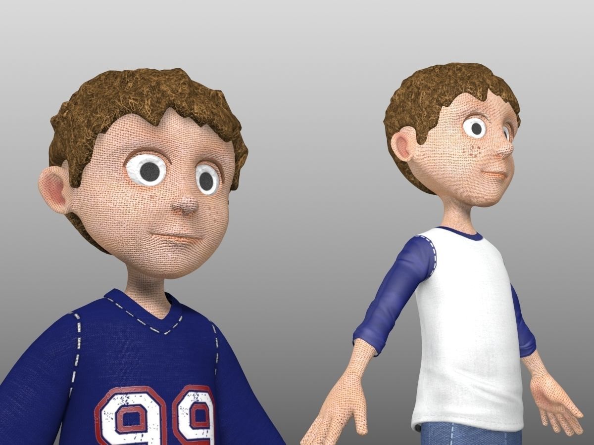 Cartoon Child Set of 2 Low-poly 3D model_8