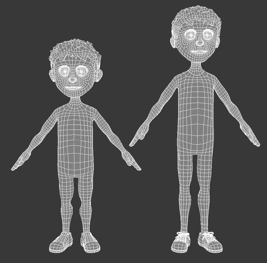 Cartoon Child Set of 2 Low-poly 3D model_6