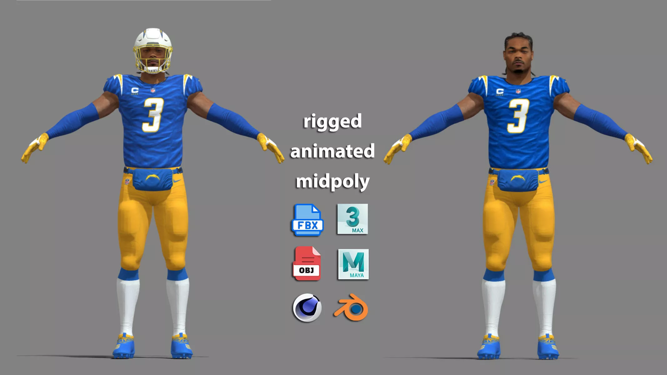 A-Pose Rigged Derwin James Chargers NFL 3D model
