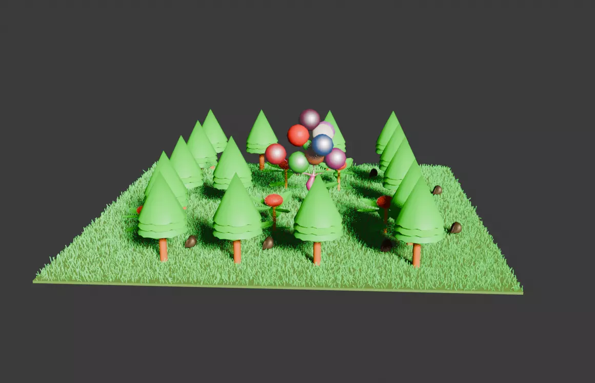 stylized low poly trees collection with magic trees Free low-poly 3D model