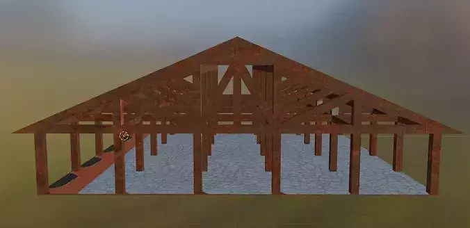 Abandoned Industrial Warehouse CAD - PBR Brutalist Factory Scene