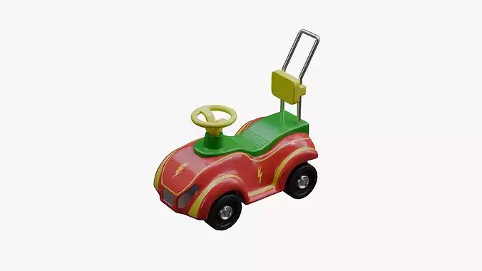 Baby car toy Low-poly 3D model 3