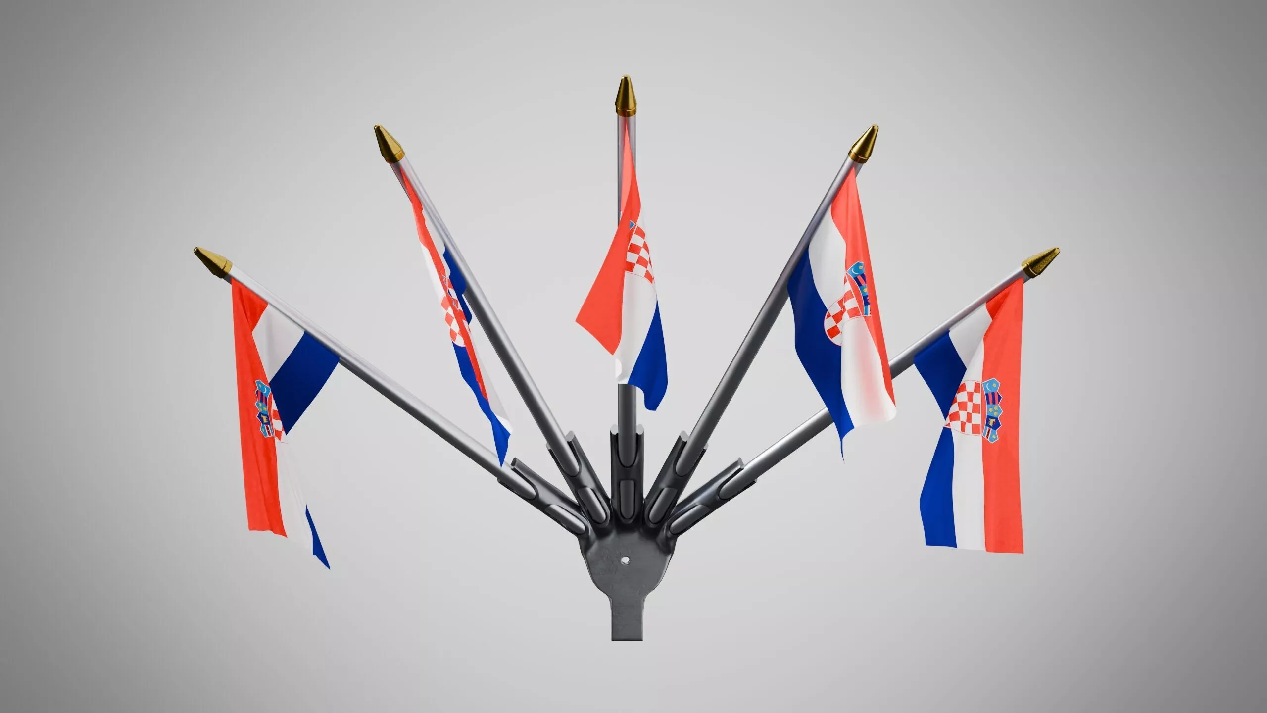 Wall Mount Flags 5 Of Croatia Low-poly 3D model