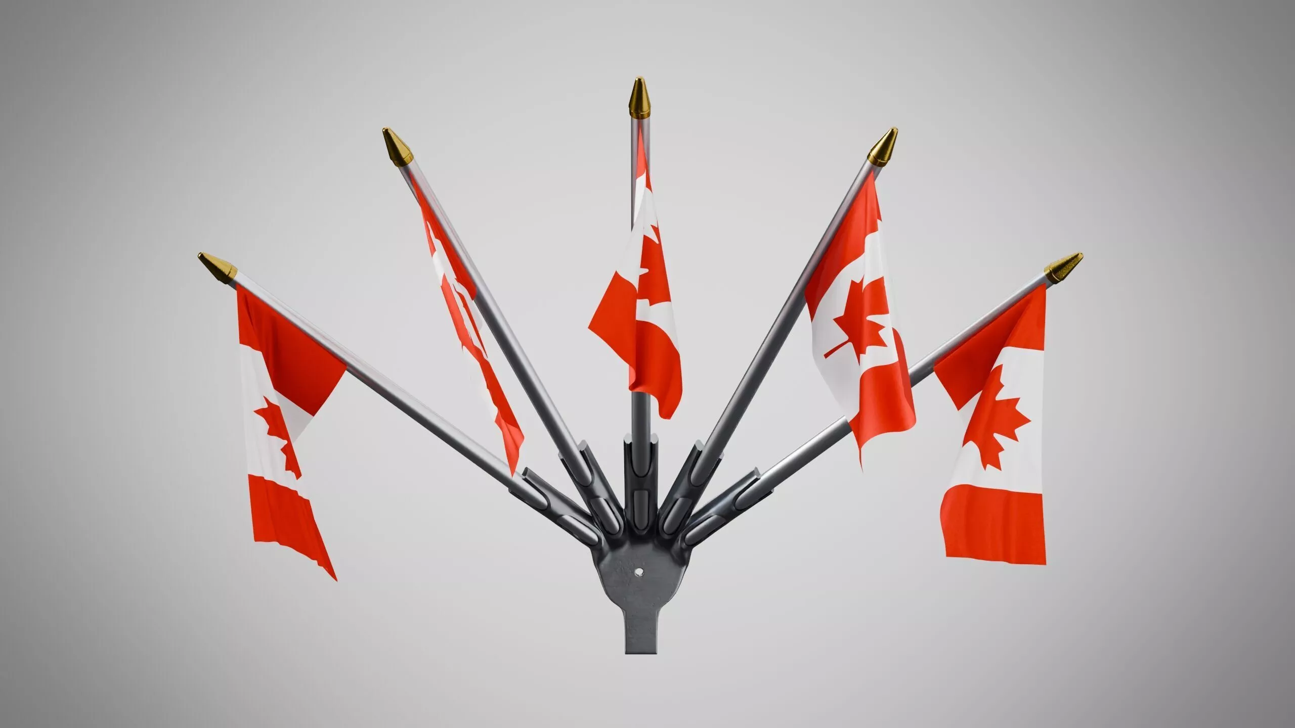 Wall Mount Flags 5 Of Canada Low-poly 3D model