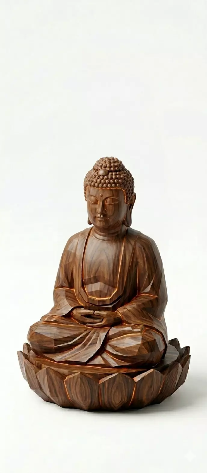 Meditating Buddha Wood 3D Model 3D print model