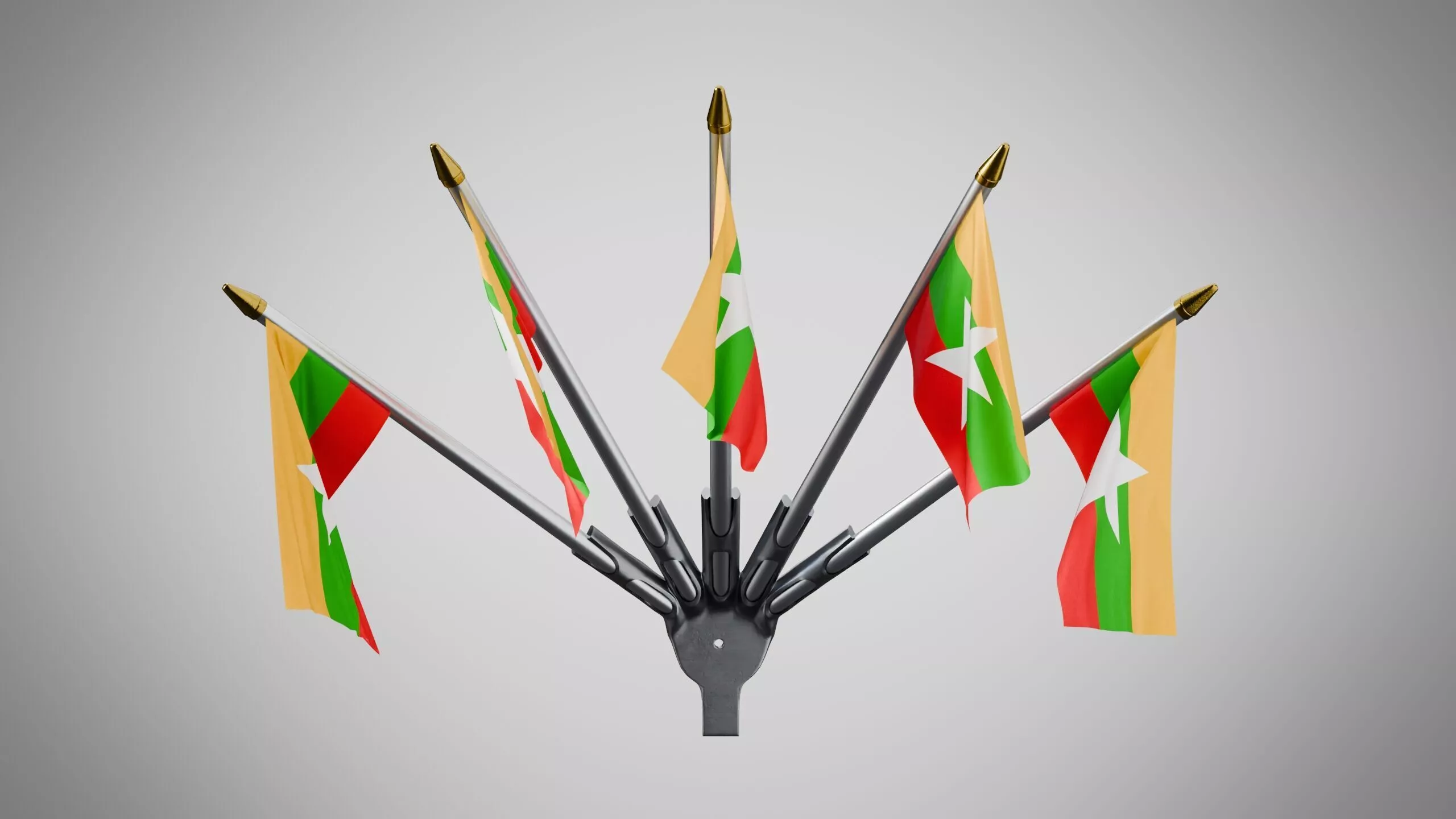 Wall Mount Flags 5 Of Burma Low-poly 3D model