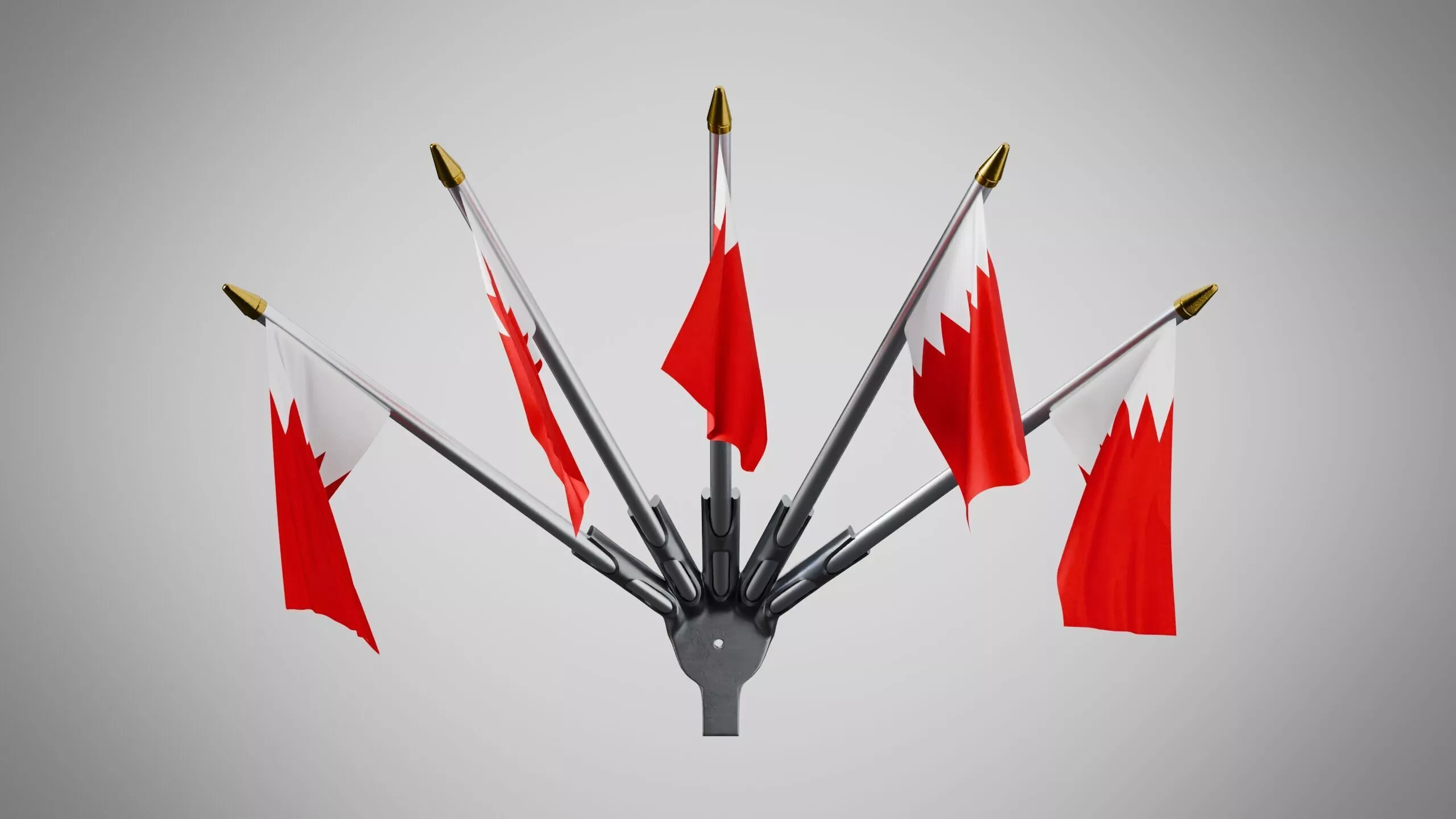 Wall Mount Flags 5 Of Bahrain Low-poly 3D model
