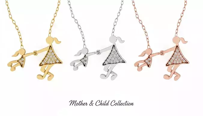 Mother and Child Infinity Embrace Pendant - 3D Print Ready 
