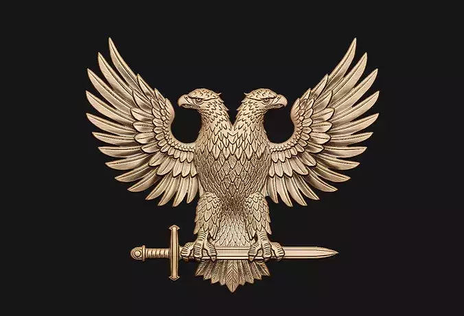 Double-Headed-Eagle Router Digital-Sculpt Heraldry Animal-Relief