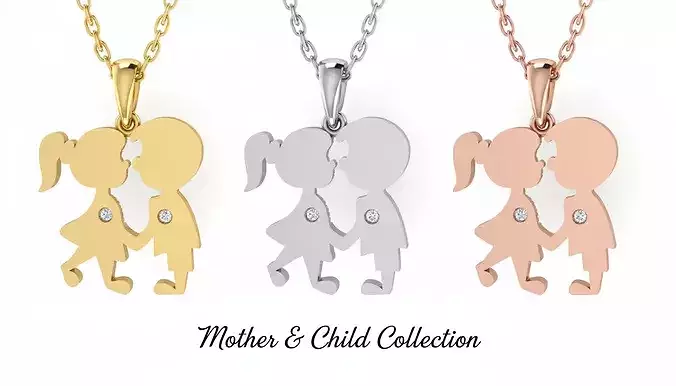 Mother and Child Infinity Bond Pendant - 3D Print Ready 