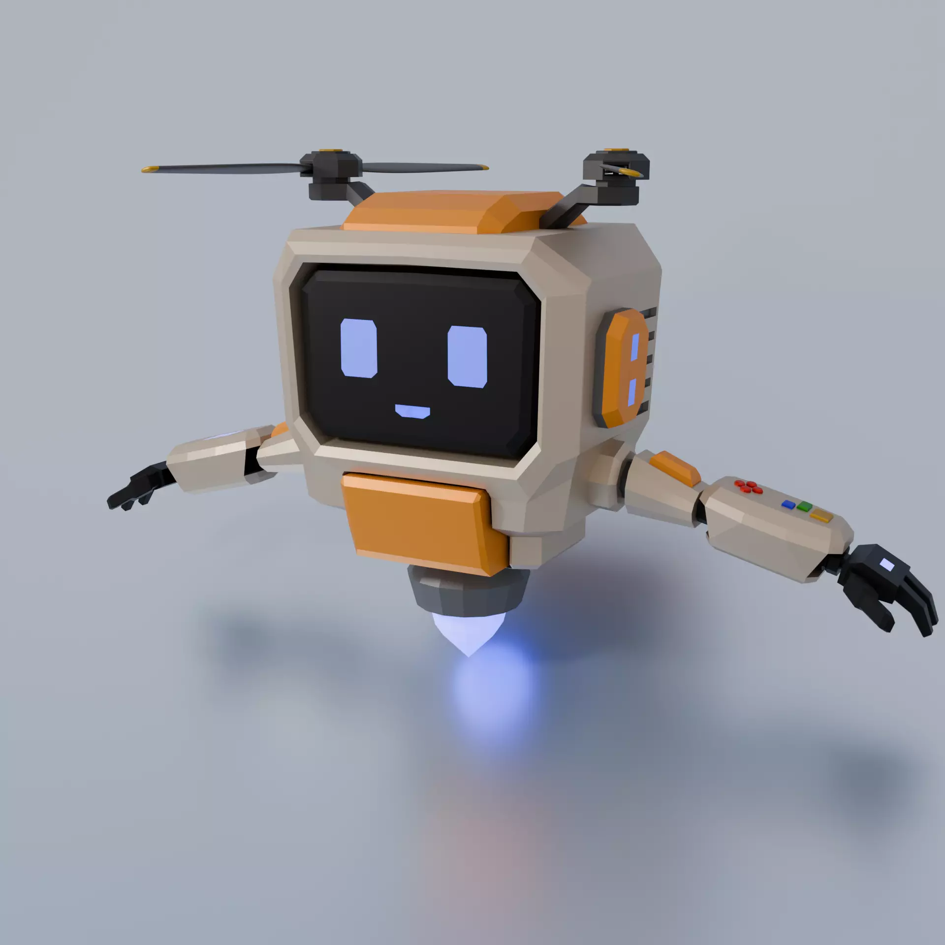 3D model of a robot assistant in low-poly style Low-poly 3D model