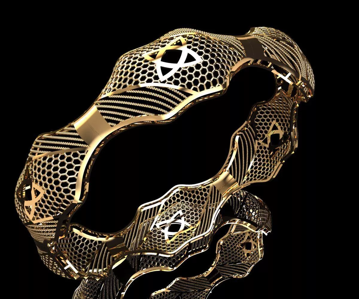 1558 Honeycomb-Mesh Gold Bangle 12gm 3D print model