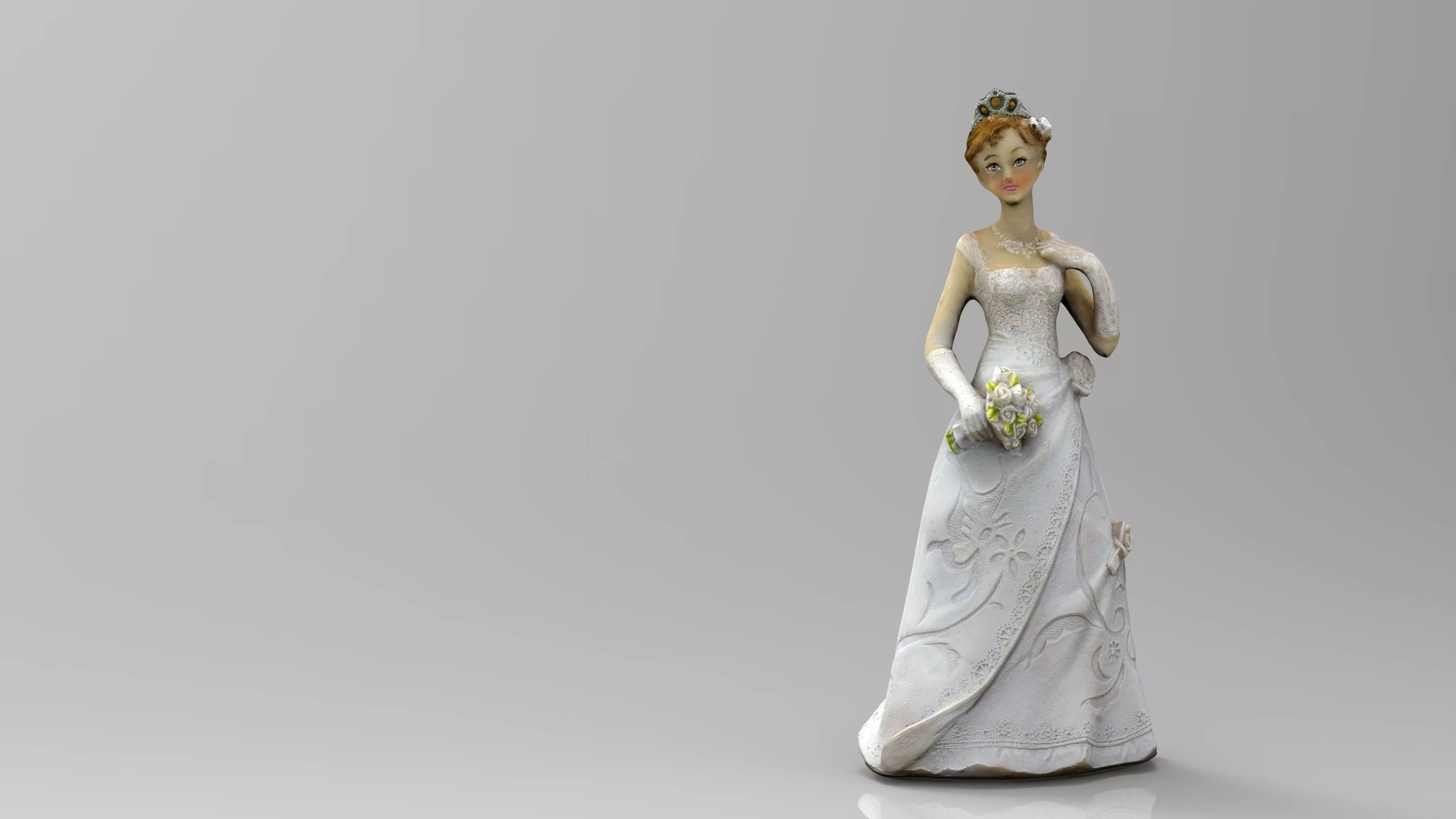 Bride 2 figurine in wedding dress 3D model_0