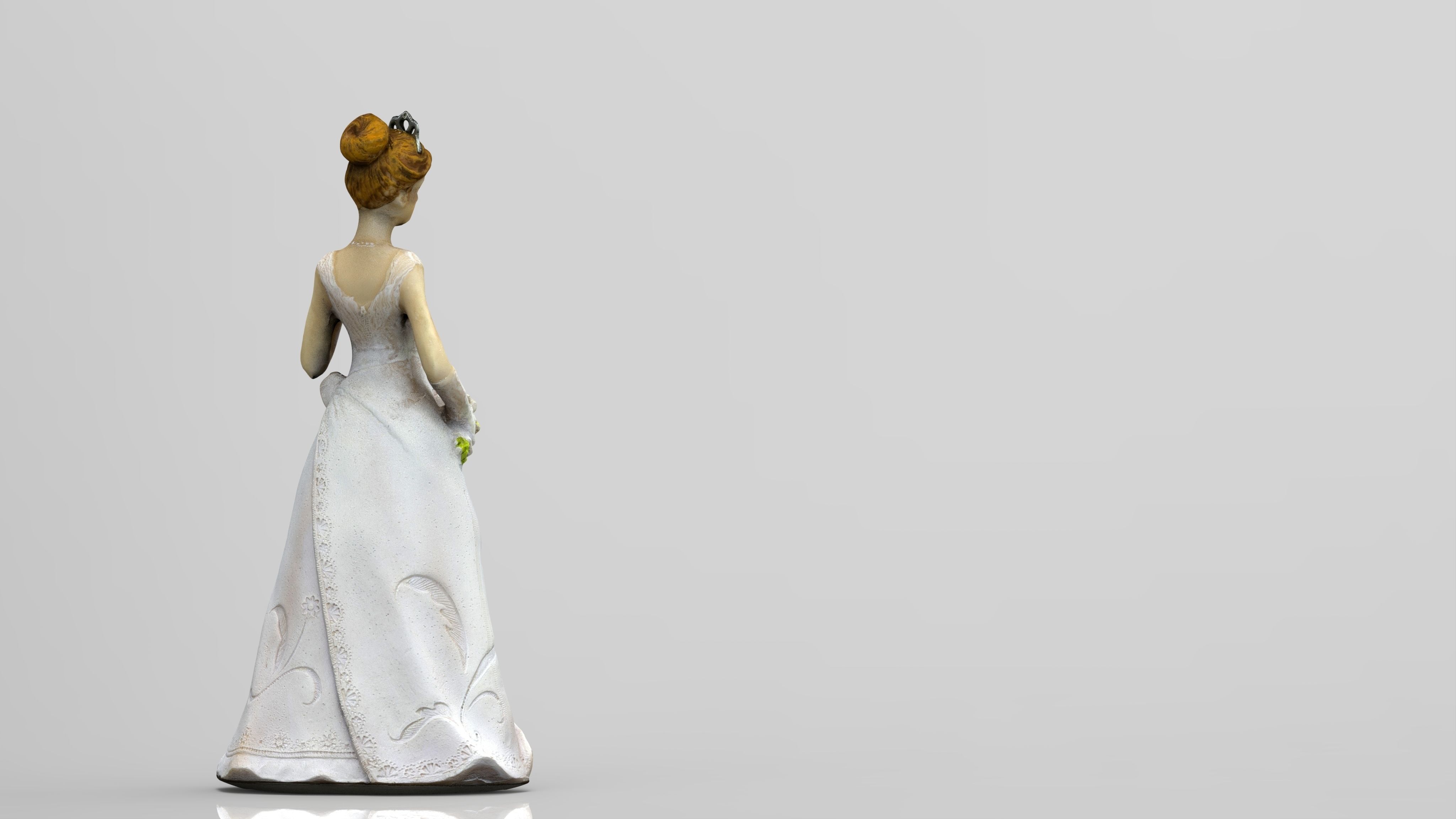 Bride 2 figurine in wedding dress 3D model_2