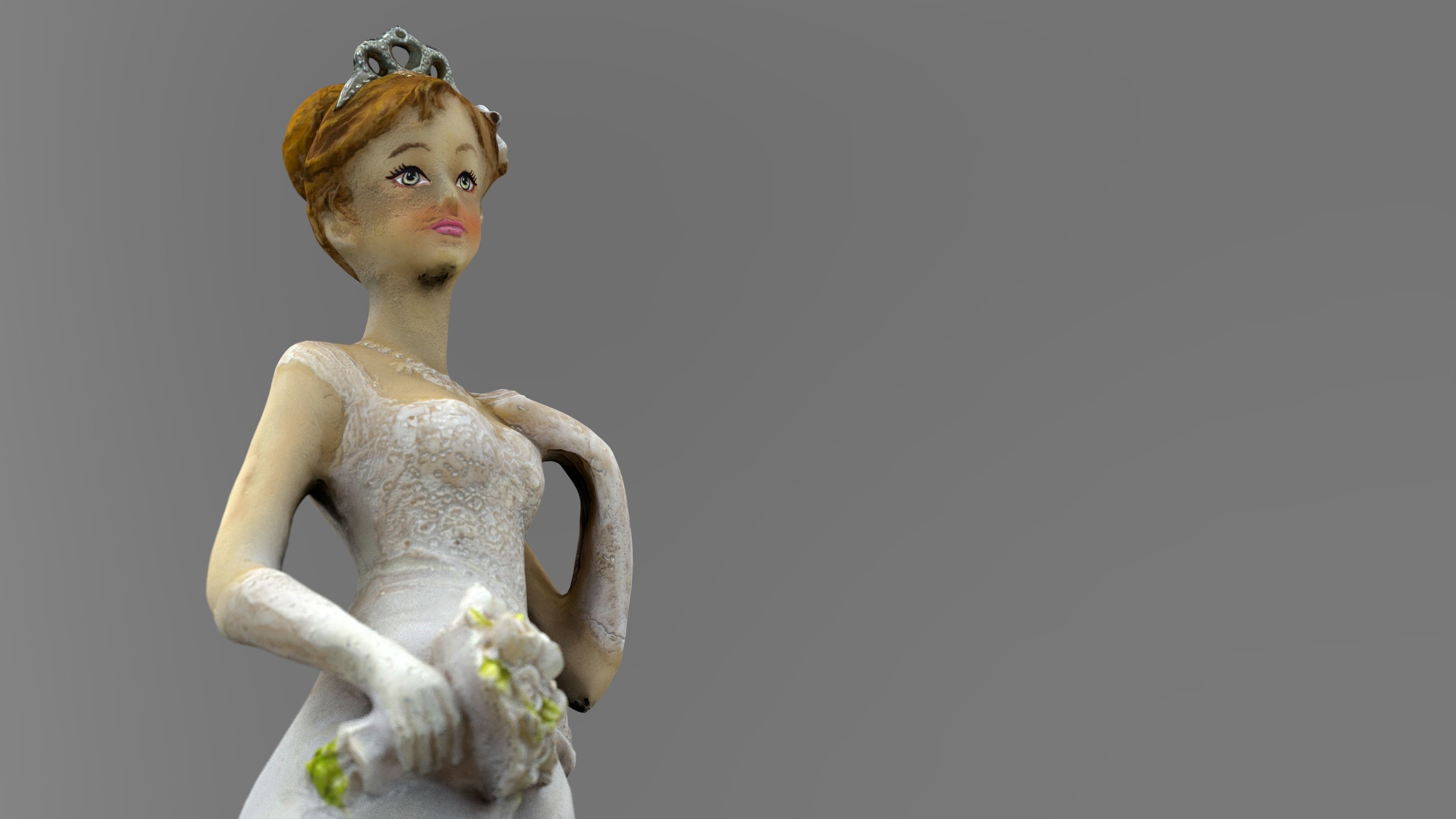 Bride 2 figurine in wedding dress 3D model_3