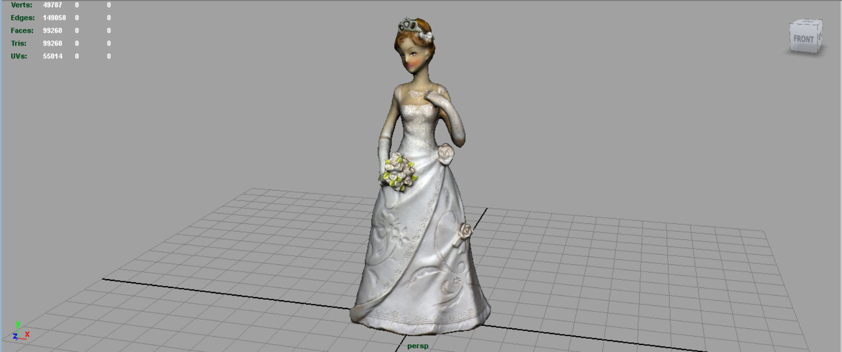 Bride 2 figurine in wedding dress 3D model_8