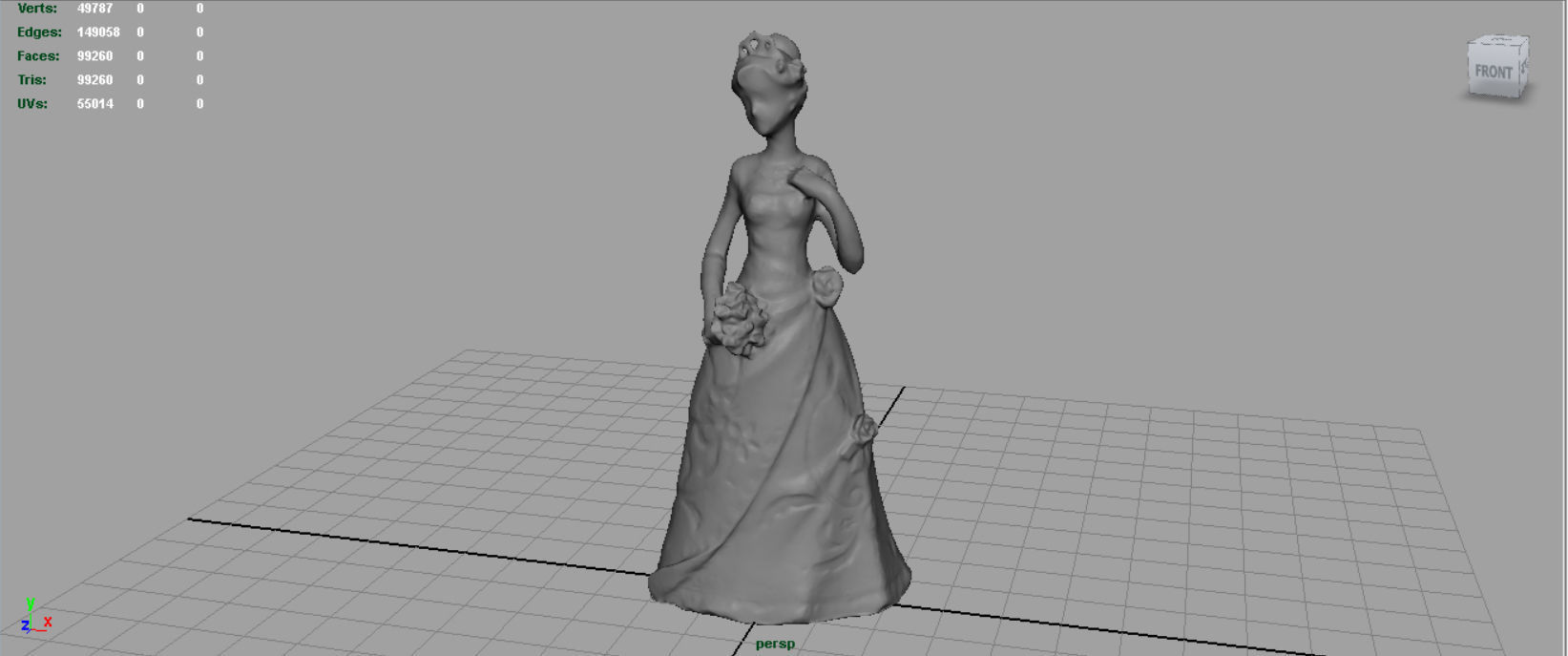 Bride 2 figurine in wedding dress 3D model_9