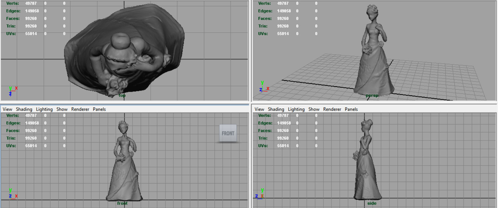 Bride 2 figurine in wedding dress 3D model_12