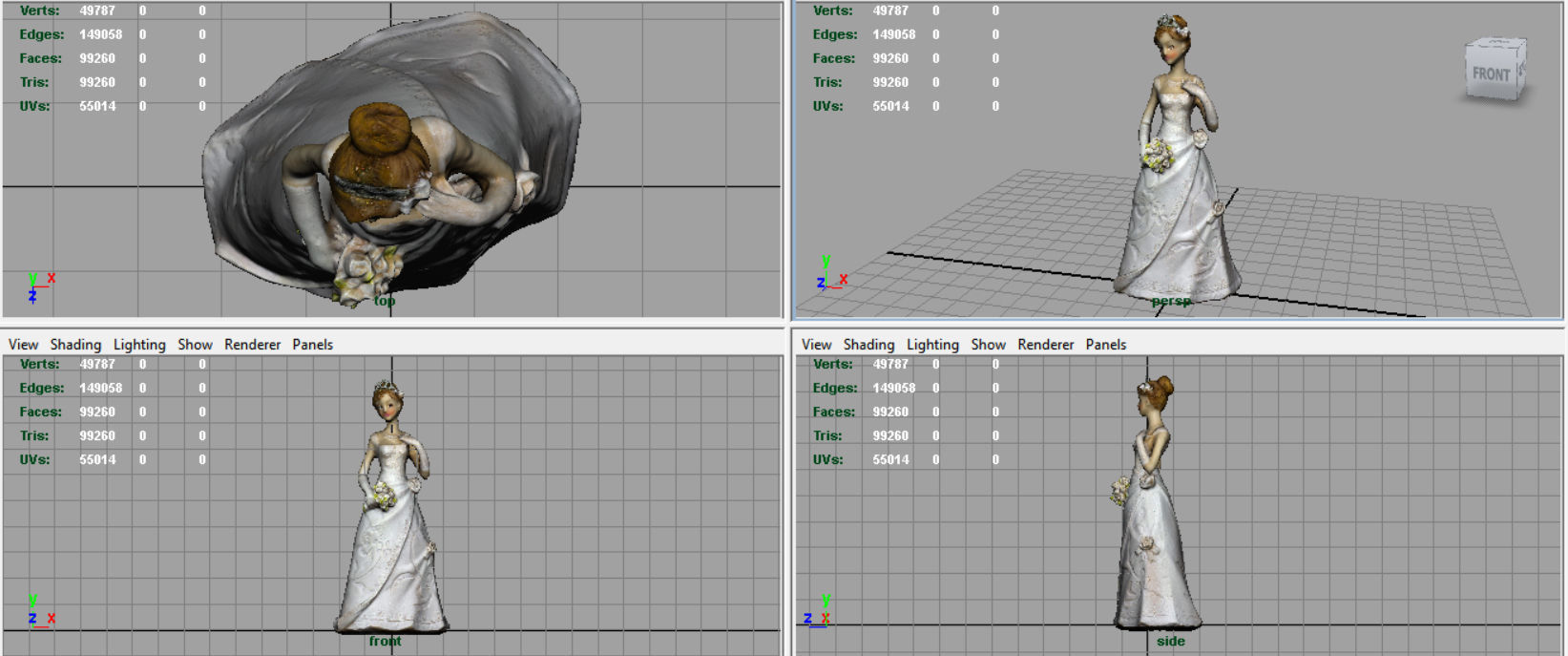 Bride 2 figurine in wedding dress 3D model_11