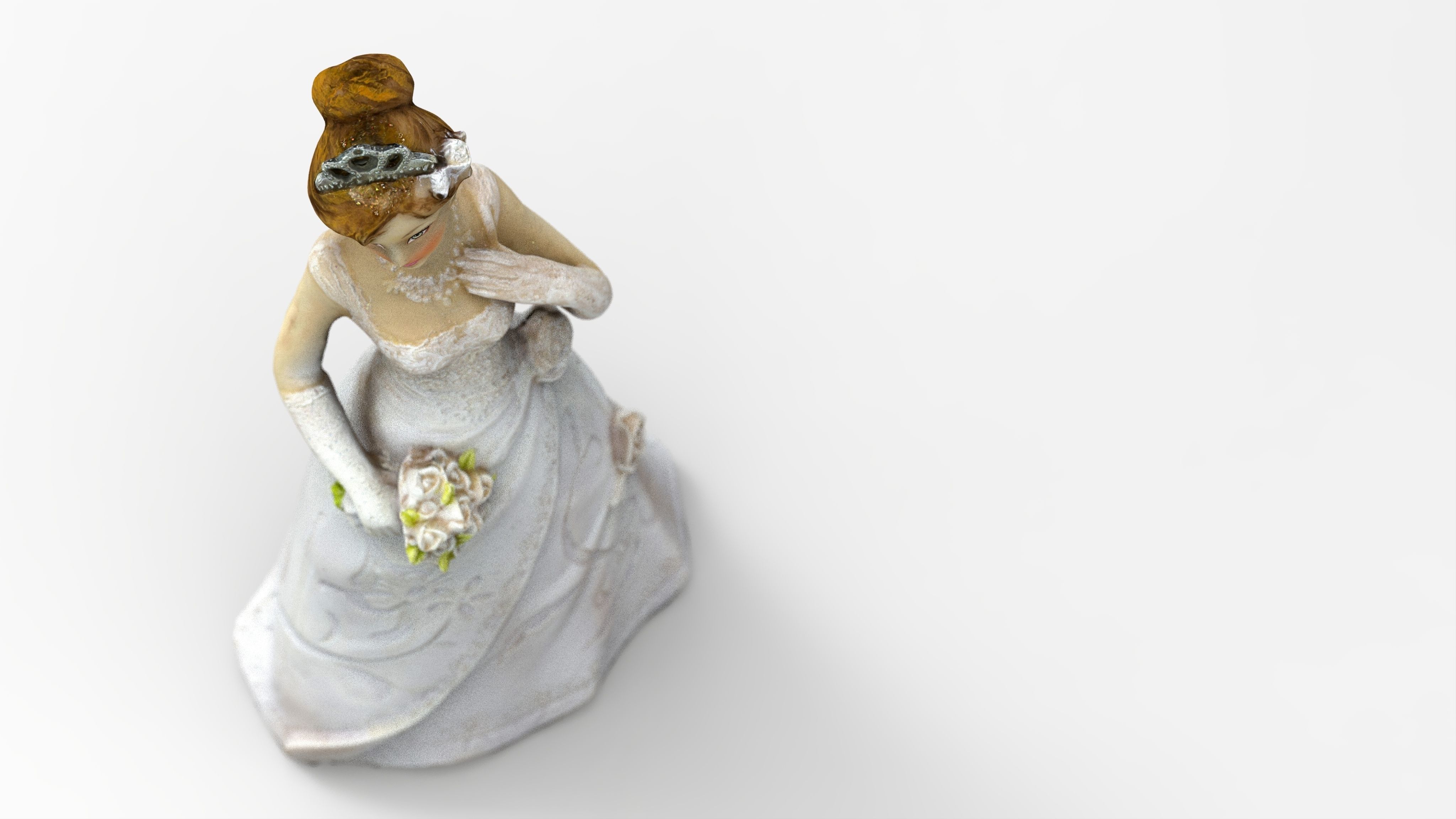 Bride 2 figurine in wedding dress 3D model_4