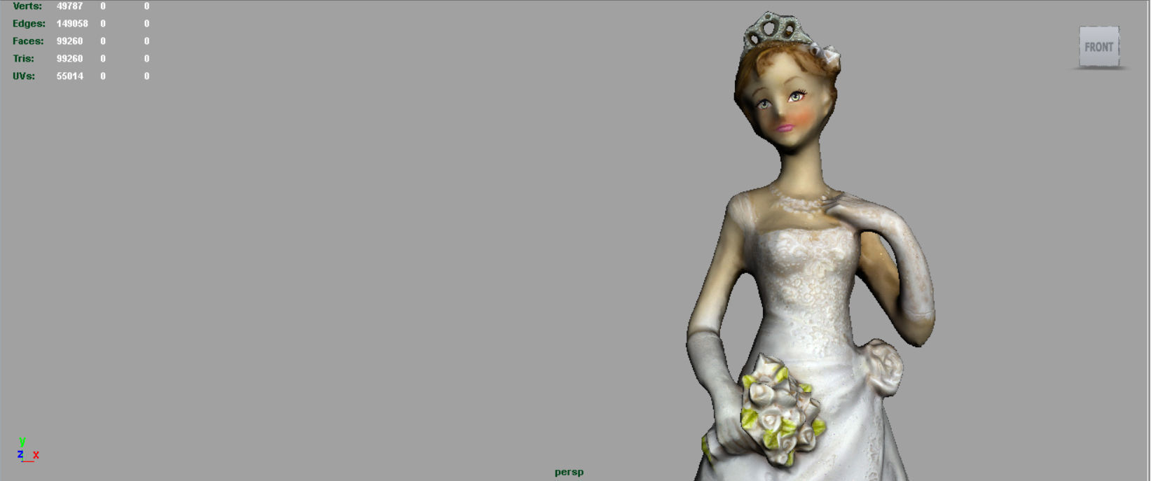 Bride 2 figurine in wedding dress 3D model_16