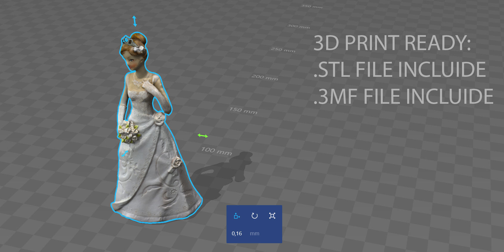 Bride 2 figurine in wedding dress 3D model_24